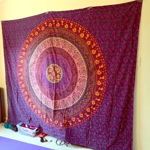 Colorful purple mandala tapestry